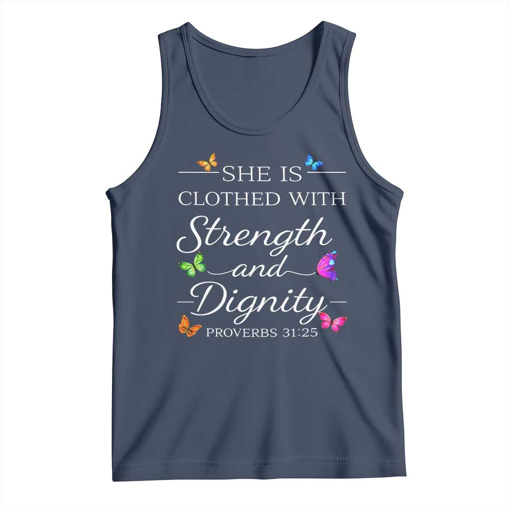 Christian Jesus Tank Top Strength Dignity Encouraging Bible Verse Proverb Butterfly Art