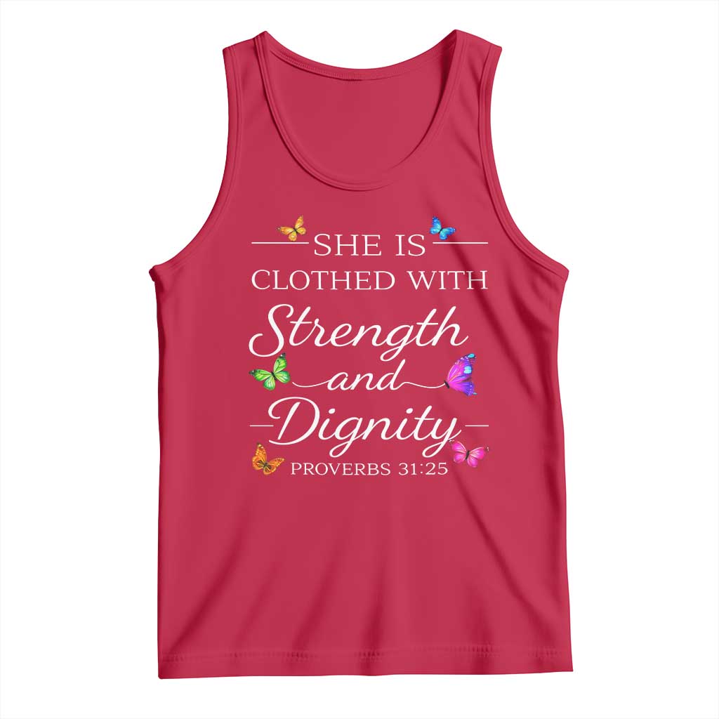 Christian Jesus Tank Top Strength Dignity Encouraging Bible Verse Proverb Butterfly Art