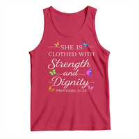 Christian Jesus Tank Top Strength Dignity Encouraging Bible Verse Proverb Butterfly Art