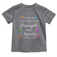 Christian Jesus Toddler T Shirt Strength Dignity Encouraging Bible Verse Proverb Butterfly Art