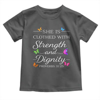 Christian Jesus Toddler T Shirt Strength Dignity Encouraging Bible Verse Proverb Butterfly Art