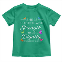 Christian Jesus Toddler T Shirt Strength Dignity Encouraging Bible Verse Proverb Butterfly Art