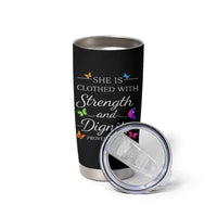 Christian Jesus Tumbler Cup Strength Dignity Encouraging Bible Verse Proverb Butterfly Art
