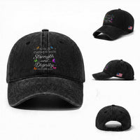 Christian Jesus Washed Cotton Baseball Cap Strength Dignity Encouraging Bible Verse Proverb Butterfly Art