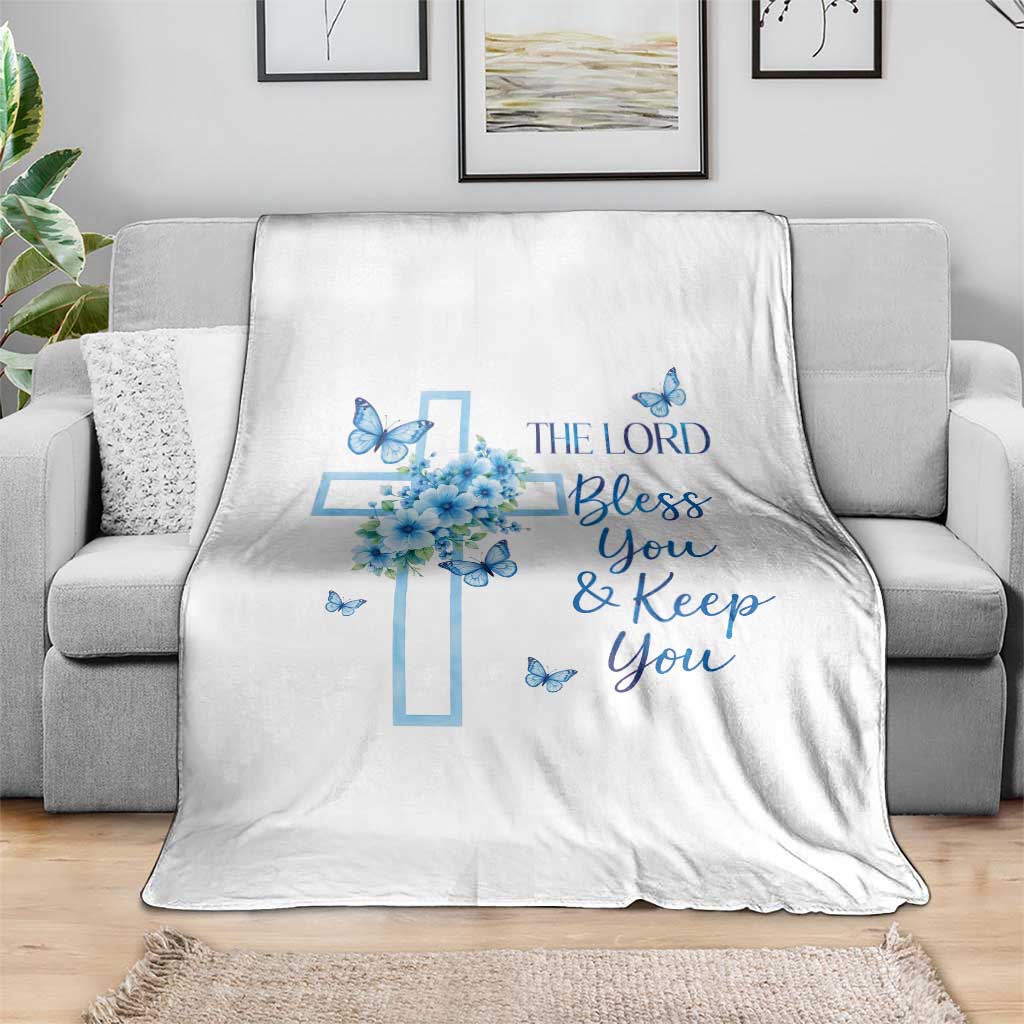 Christian Jesus Throw Blanket The Lord Bless You Encouraging Bible Verse Butterfly Art