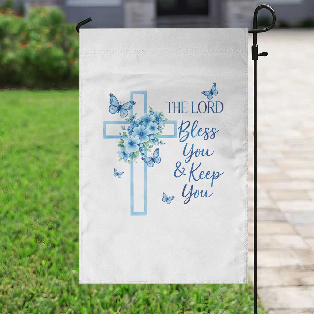 Christian Jesus Garden Flag The Lord Bless You Encouraging Bible Verse Butterfly Art