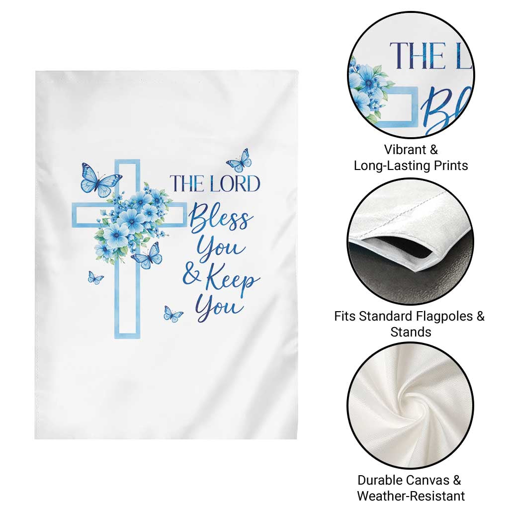 Christian Jesus Garden Flag The Lord Bless You Encouraging Bible Verse Butterfly Art