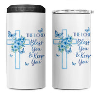 Christian Jesus 4 in 1 Can Cooler Tumbler The Lord Bless You Encouraging Bible Verse Butterfly Art
