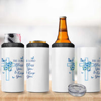Christian Jesus 4 in 1 Can Cooler Tumbler The Lord Bless You Encouraging Bible Verse Butterfly Art
