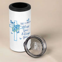 Christian Jesus 4 in 1 Can Cooler Tumbler The Lord Bless You Encouraging Bible Verse Butterfly Art