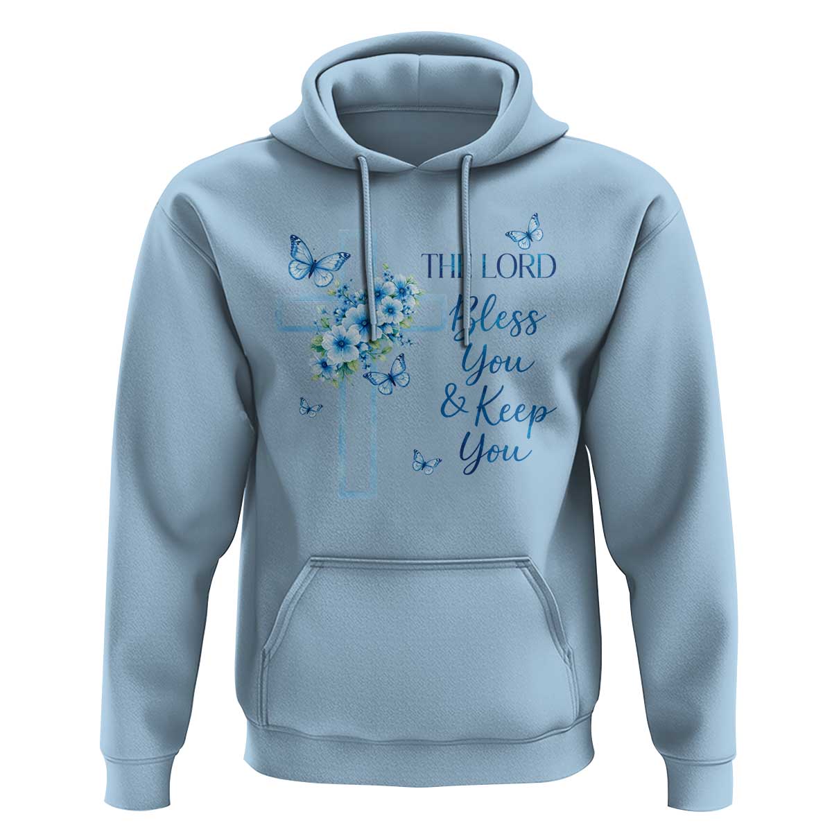 Christian Jesus Hoodie The Lord Bless You Encouraging Bible Verse Butterfly Art