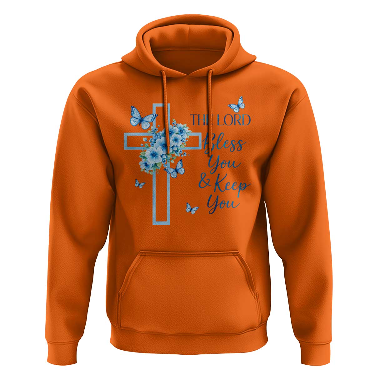Christian Jesus Hoodie The Lord Bless You Encouraging Bible Verse Butterfly Art