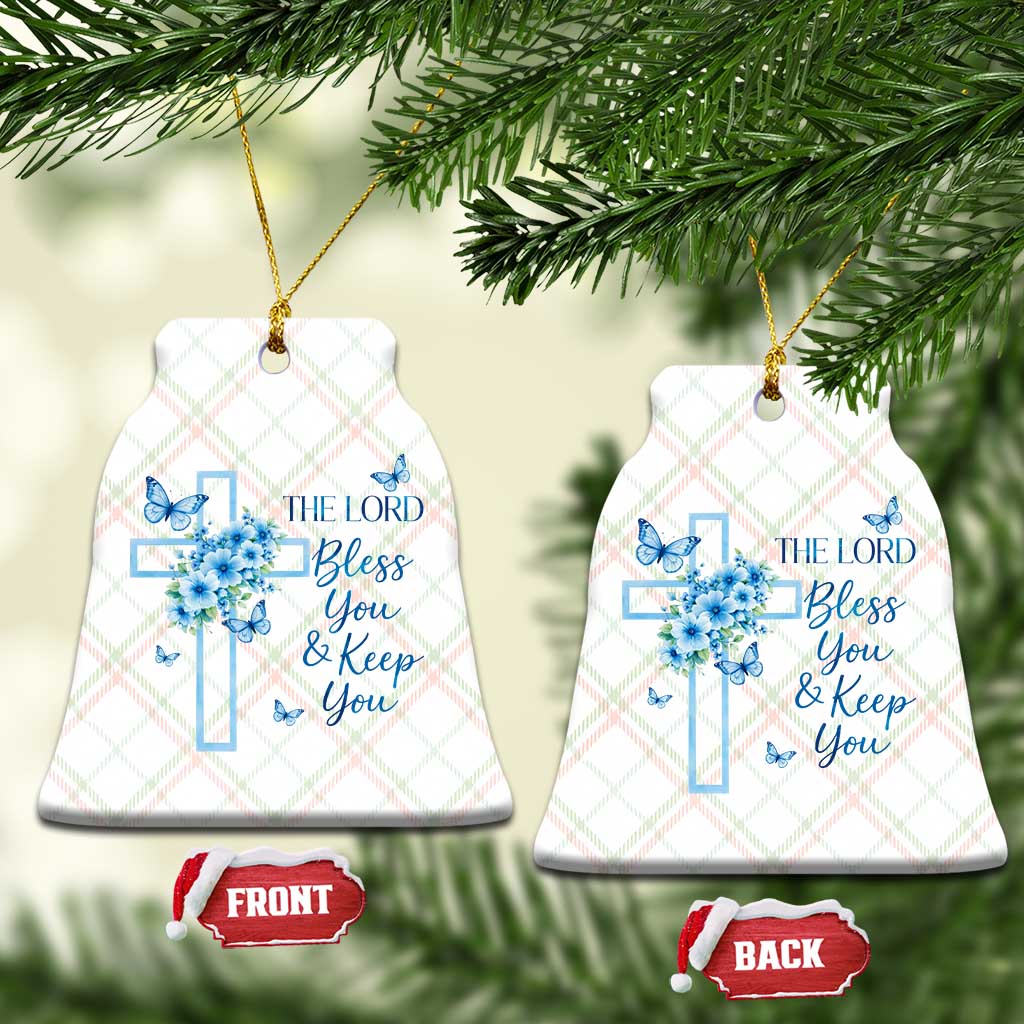 Christian Jesus Ceramic Ornament The Lord Bless You Encouraging Bible Verse Butterfly Art