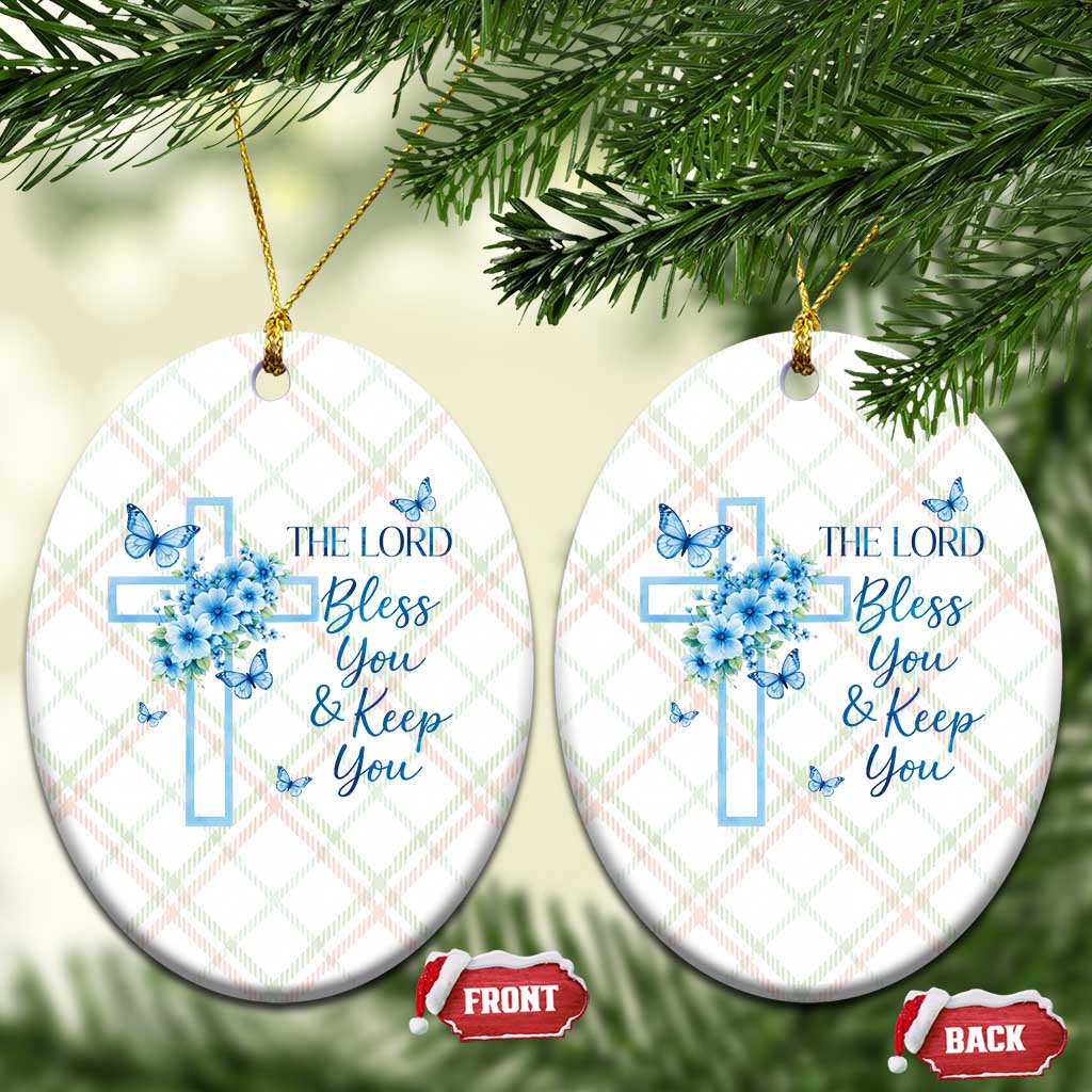 Christian Jesus Ceramic Ornament The Lord Bless You Encouraging Bible Verse Butterfly Art