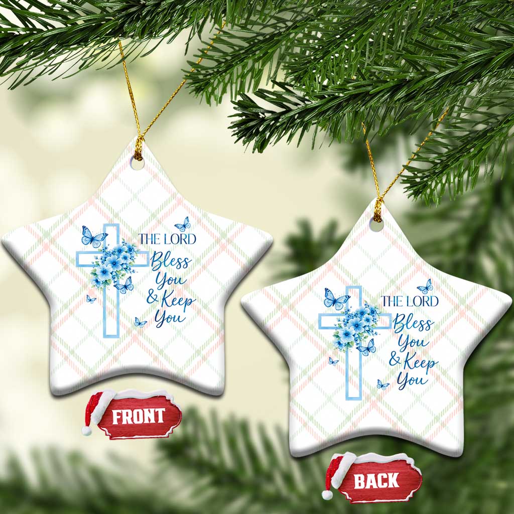 Christian Jesus Ceramic Ornament The Lord Bless You Encouraging Bible Verse Butterfly Art