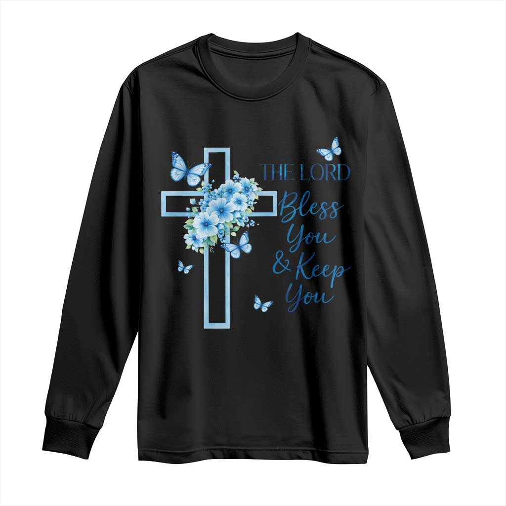 Christian Jesus Long Sleeve Shirt The Lord Bless You Encouraging Bible Verse Butterfly Art