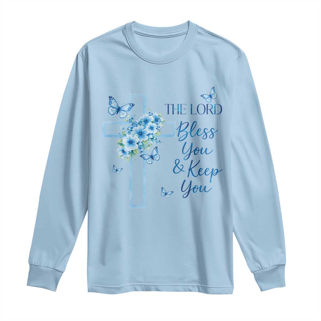Christian Jesus Long Sleeve Shirt The Lord Bless You Encouraging Bible Verse Butterfly Art