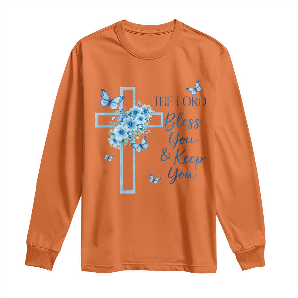 Christian Jesus Long Sleeve Shirt The Lord Bless You Encouraging Bible Verse Butterfly Art