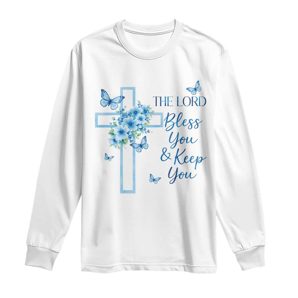 Christian Jesus Long Sleeve Shirt The Lord Bless You Encouraging Bible Verse Butterfly Art