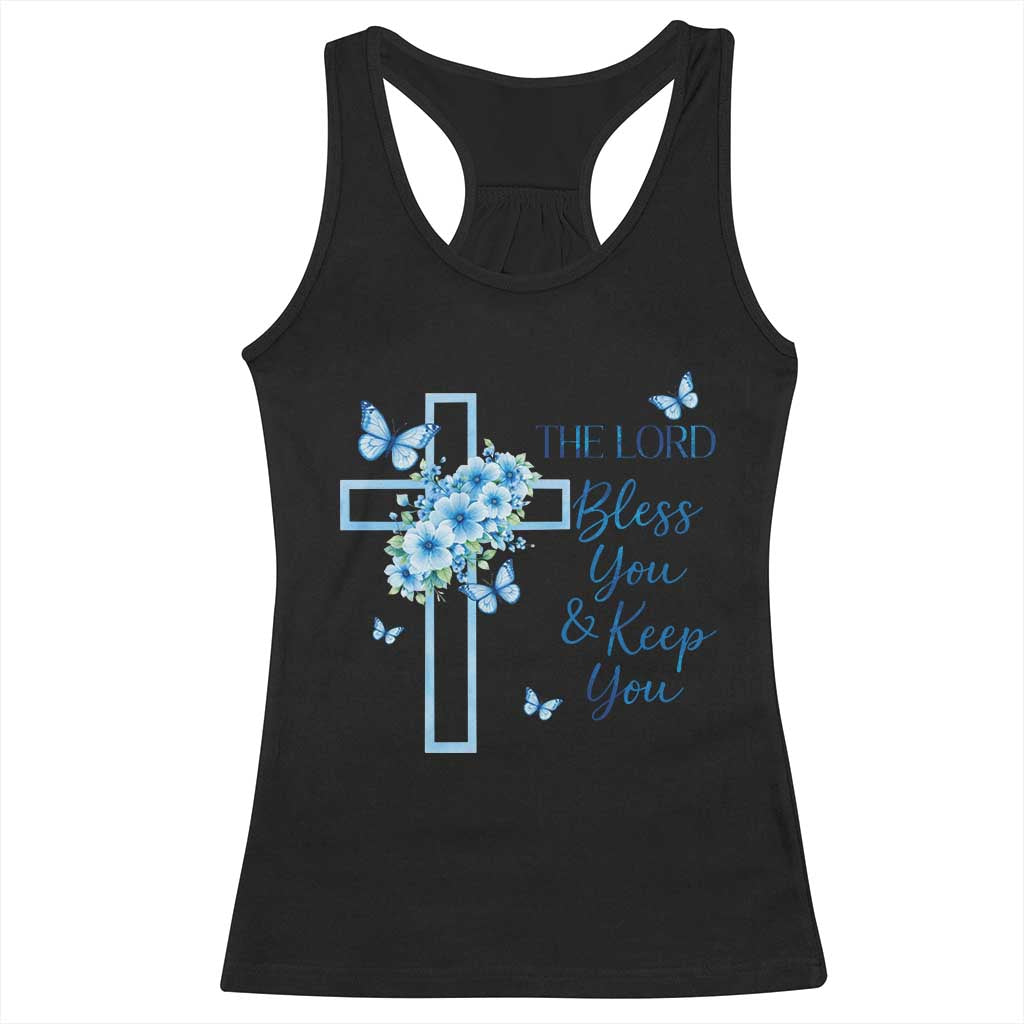 Christian Jesus Racerback Tank Top The Lord Bless You Encouraging Bible Verse Butterfly Art