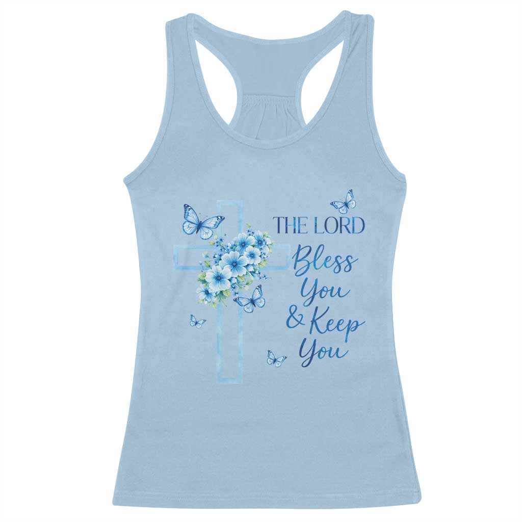 Christian Jesus Racerback Tank Top The Lord Bless You Encouraging Bible Verse Butterfly Art