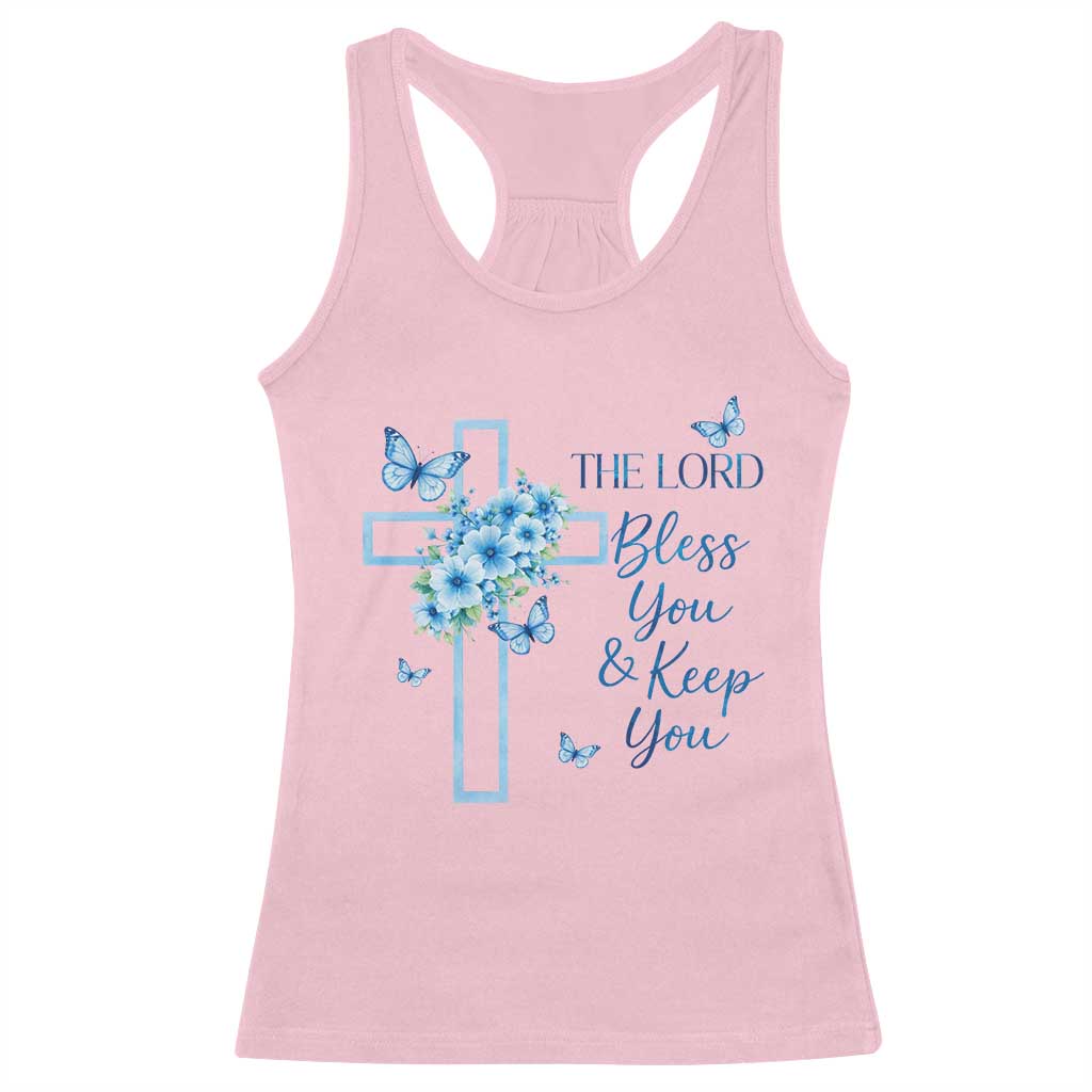 Christian Jesus Racerback Tank Top The Lord Bless You Encouraging Bible Verse Butterfly Art