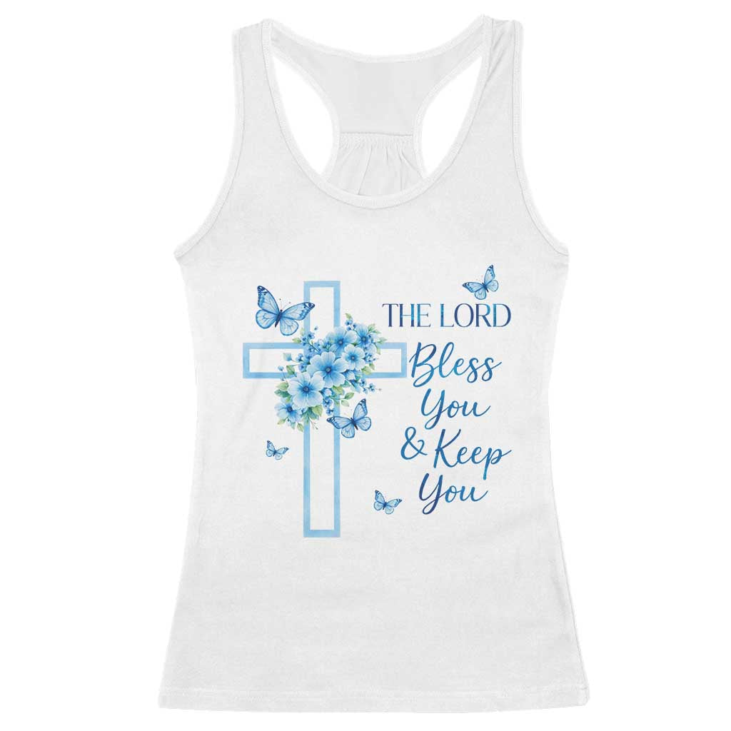 Christian Jesus Racerback Tank Top The Lord Bless You Encouraging Bible Verse Butterfly Art