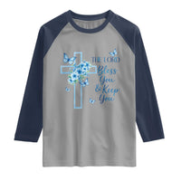 Christian Jesus Raglan Shirt The Lord Bless You Encouraging Bible Verse Butterfly Art