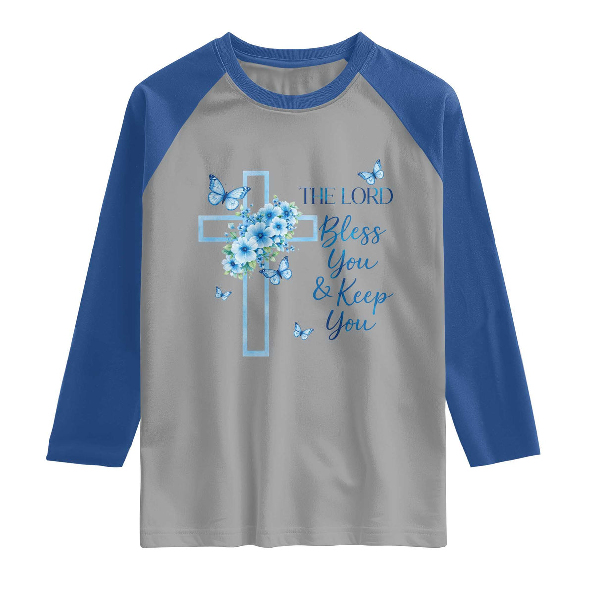 Christian Jesus Raglan Shirt The Lord Bless You Encouraging Bible Verse Butterfly Art