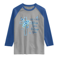 Christian Jesus Raglan Shirt The Lord Bless You Encouraging Bible Verse Butterfly Art