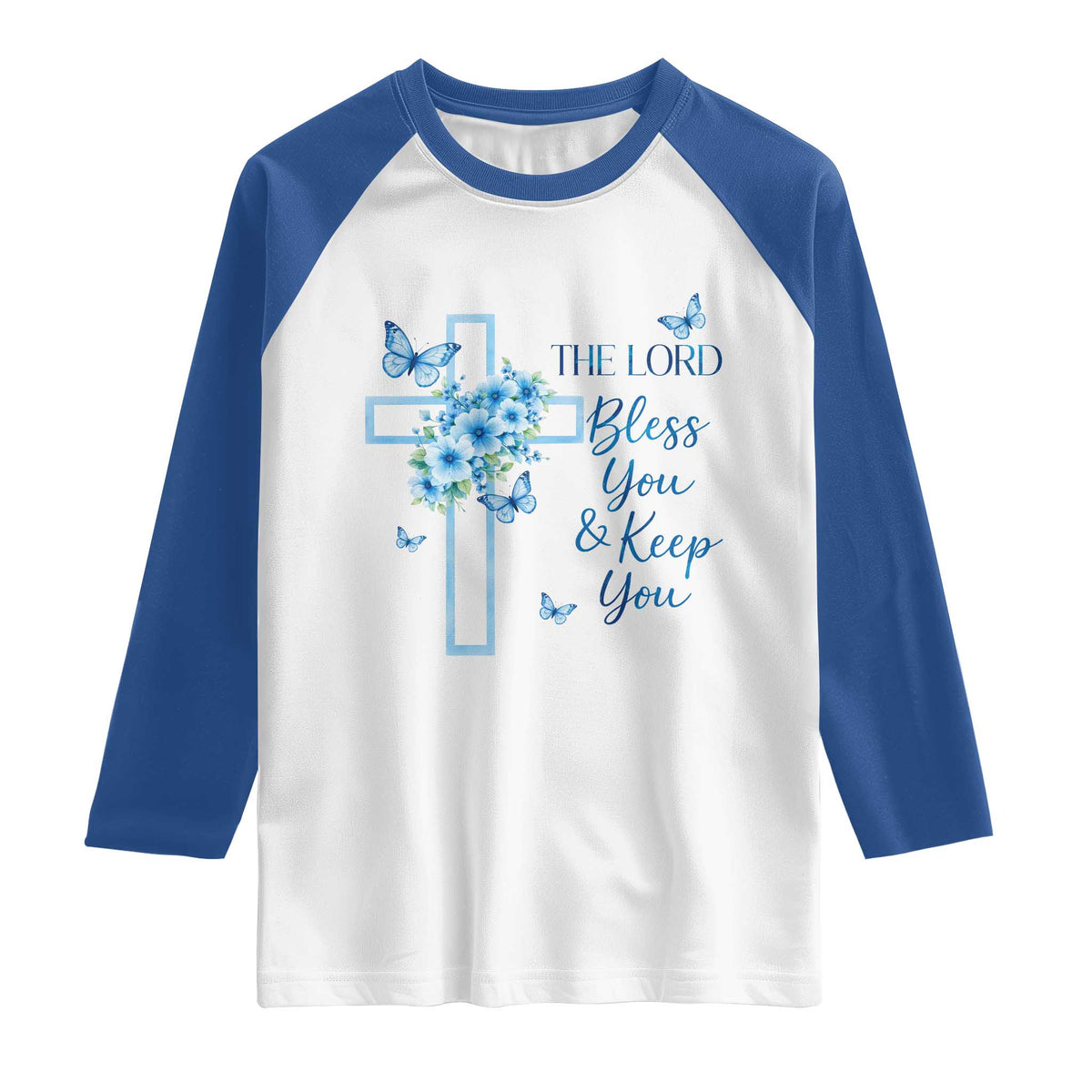 Christian Jesus Raglan Shirt The Lord Bless You Encouraging Bible Verse Butterfly Art