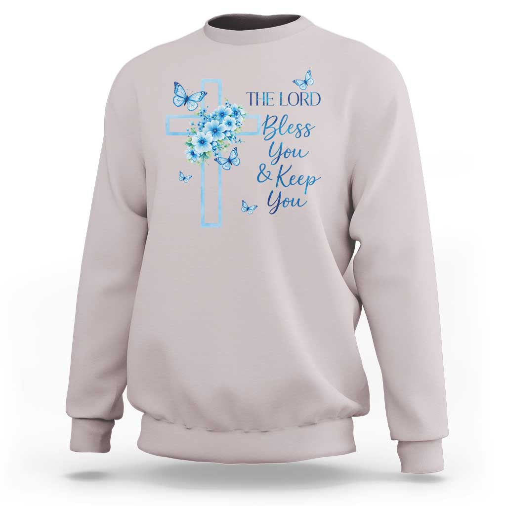Christian Jesus Sweatshirt The Lord Bless You Encouraging Bible Verse Butterfly Art