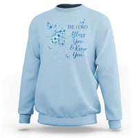 Christian Jesus Sweatshirt The Lord Bless You Encouraging Bible Verse Butterfly Art