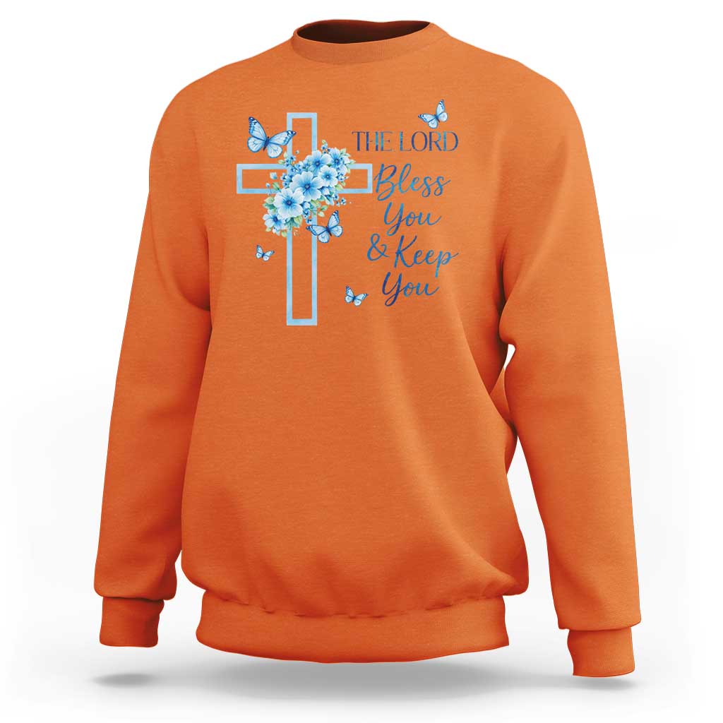 Christian Jesus Sweatshirt The Lord Bless You Encouraging Bible Verse Butterfly Art