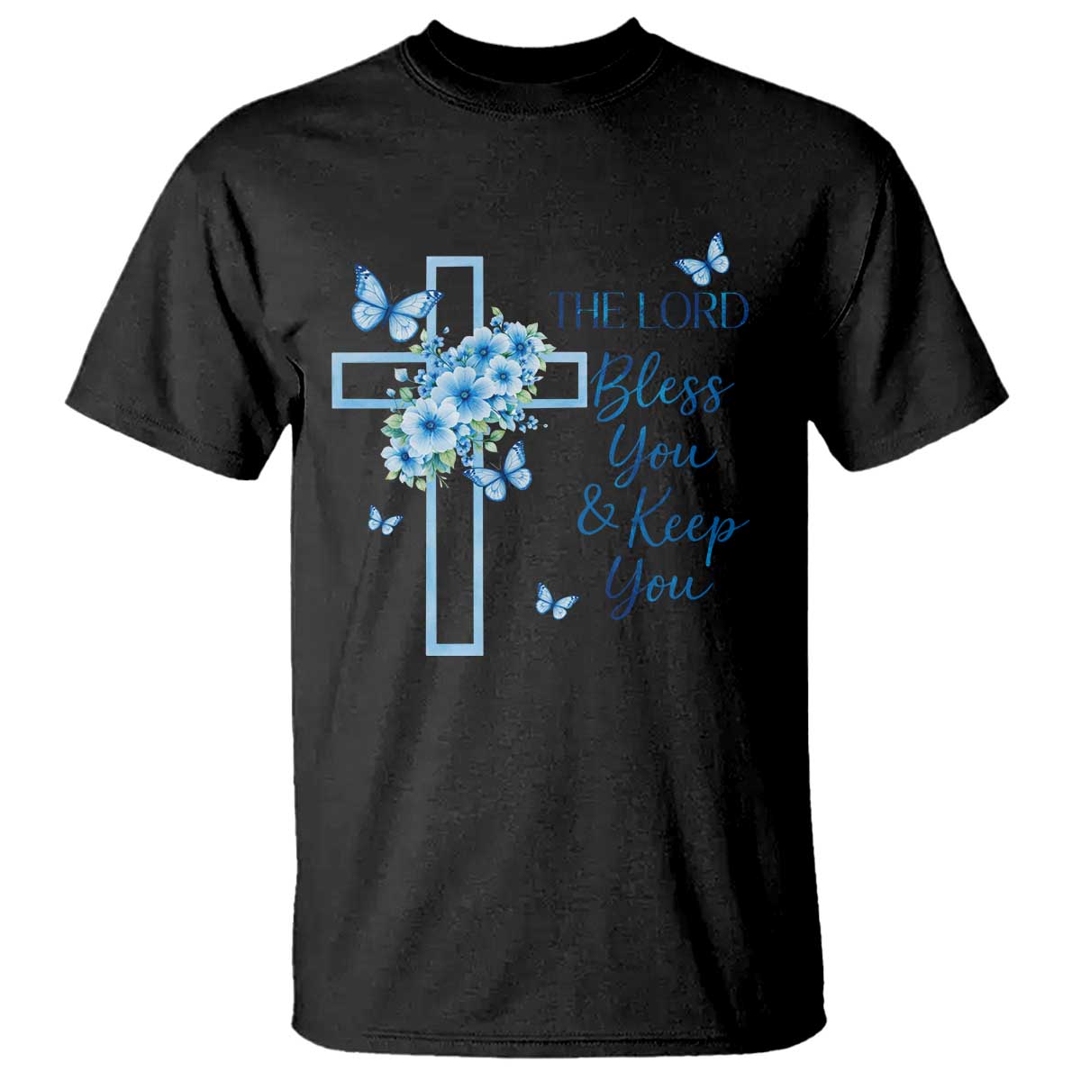 Christian Jesus T Shirt The Lord Bless You Encouraging Bible Verse Butterfly Art