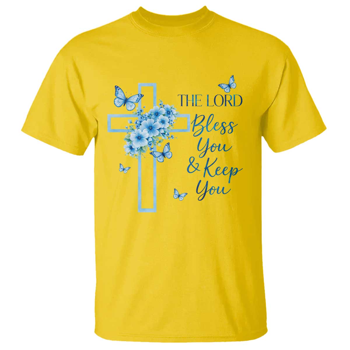Christian Jesus T Shirt The Lord Bless You Encouraging Bible Verse Butterfly Art