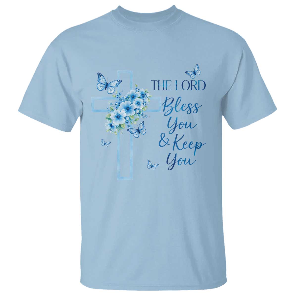 Christian Jesus T Shirt The Lord Bless You Encouraging Bible Verse Butterfly Art