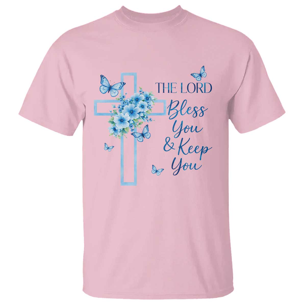 Christian Jesus T Shirt The Lord Bless You Encouraging Bible Verse Butterfly Art