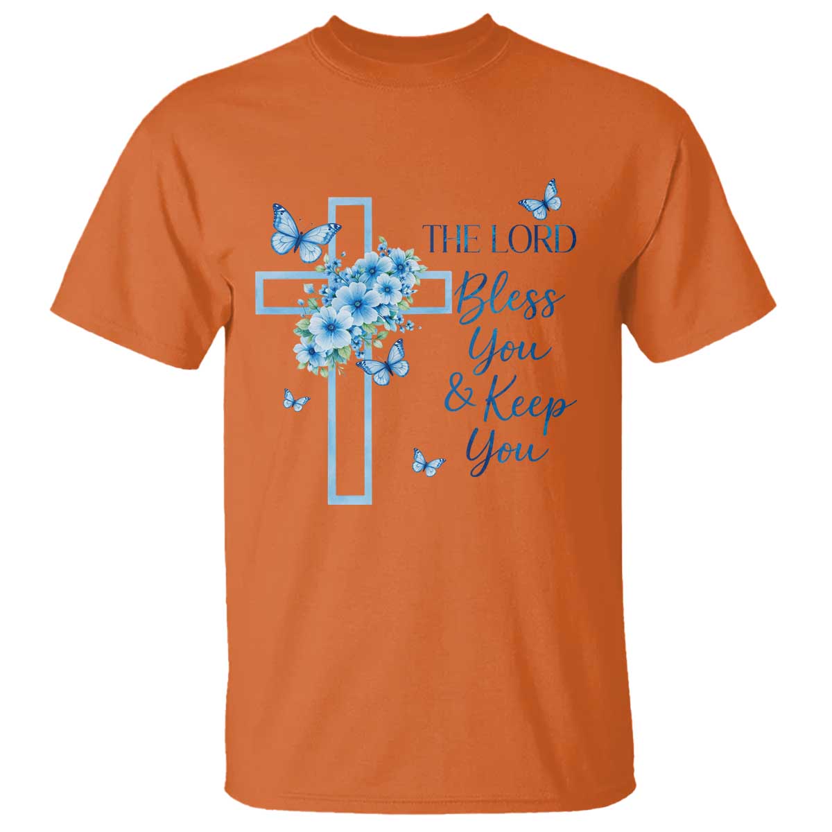 Christian Jesus T Shirt The Lord Bless You Encouraging Bible Verse Butterfly Art