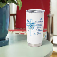 Christian Jesus Tumbler Cup The Lord Bless You Encouraging Bible Verse Butterfly Art