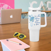 Christian Jesus Tumbler With Handle The Lord Bless You Encouraging Bible Verse Butterfly Art