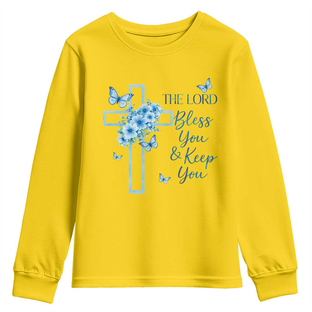 Christian Jesus Youth Sweatshirt The Lord Bless You Encouraging Bible Verse Butterfly Art