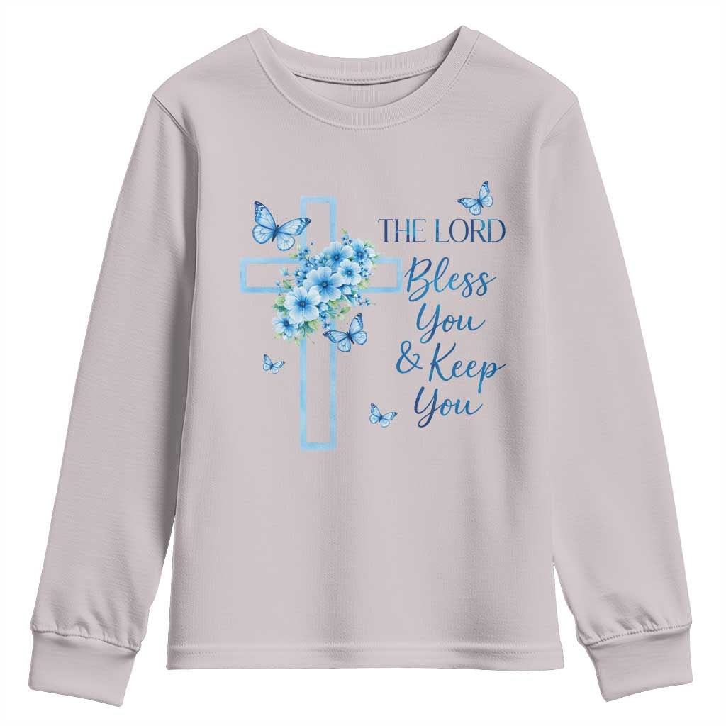 Christian Jesus Youth Sweatshirt The Lord Bless You Encouraging Bible Verse Butterfly Art