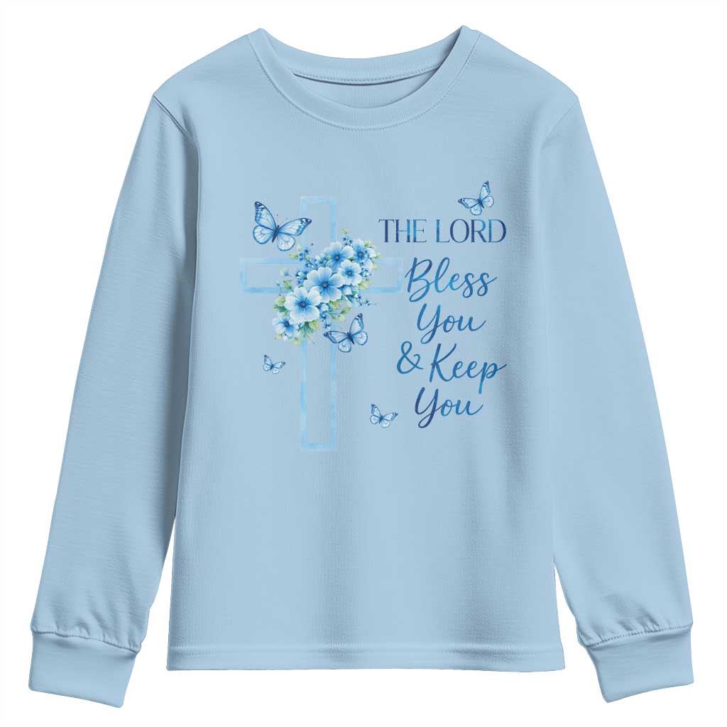 Christian Jesus Youth Sweatshirt The Lord Bless You Encouraging Bible Verse Butterfly Art