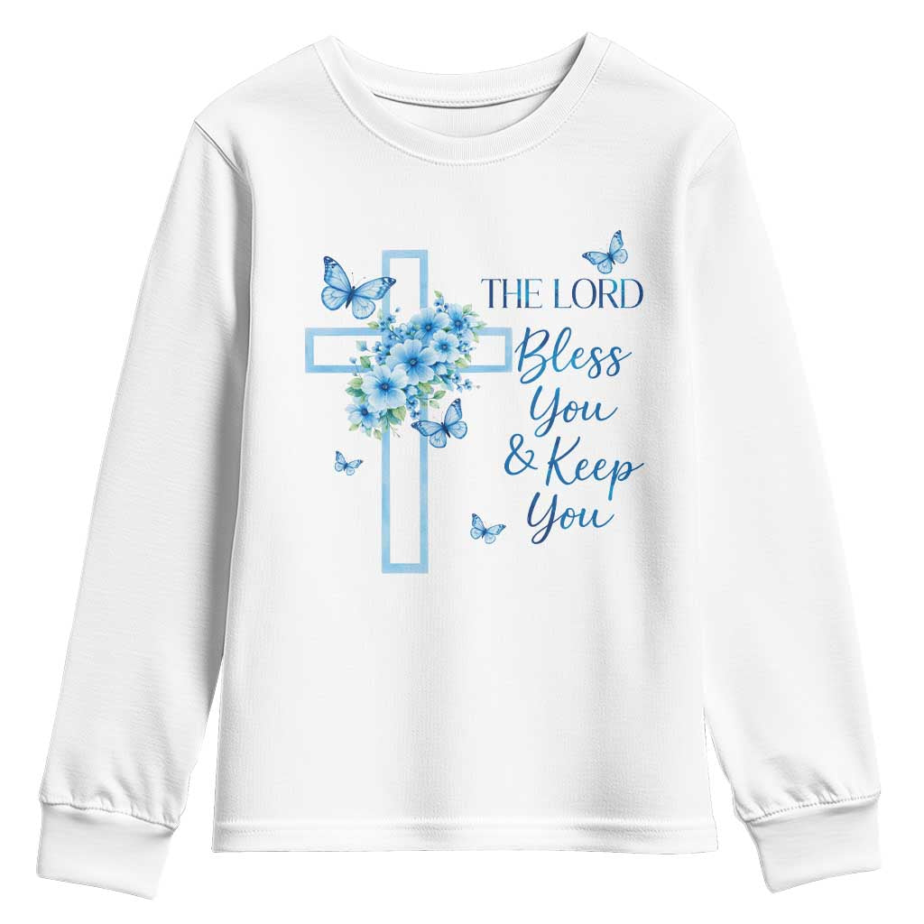 Christian Jesus Youth Sweatshirt The Lord Bless You Encouraging Bible Verse Butterfly Art