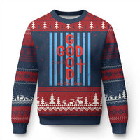 Christian Jesus Lovers Ugly Christmas Sweater Striped Preppy God Is Good All The Time