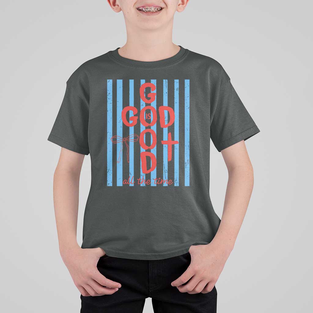 Christian Jesus Lovers T Shirt For Kid Striped Preppy God Is Good All The Time