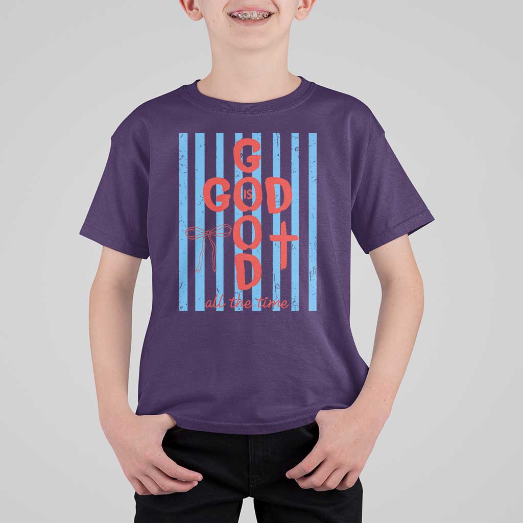 Christian Jesus Lovers T Shirt For Kid Striped Preppy God Is Good All The Time