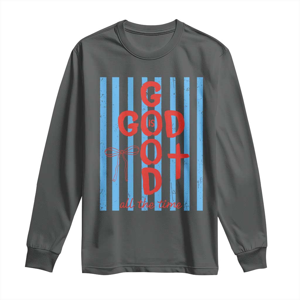 Christian Jesus Lovers Long Sleeve Shirt Striped Preppy God Is Good All The Time