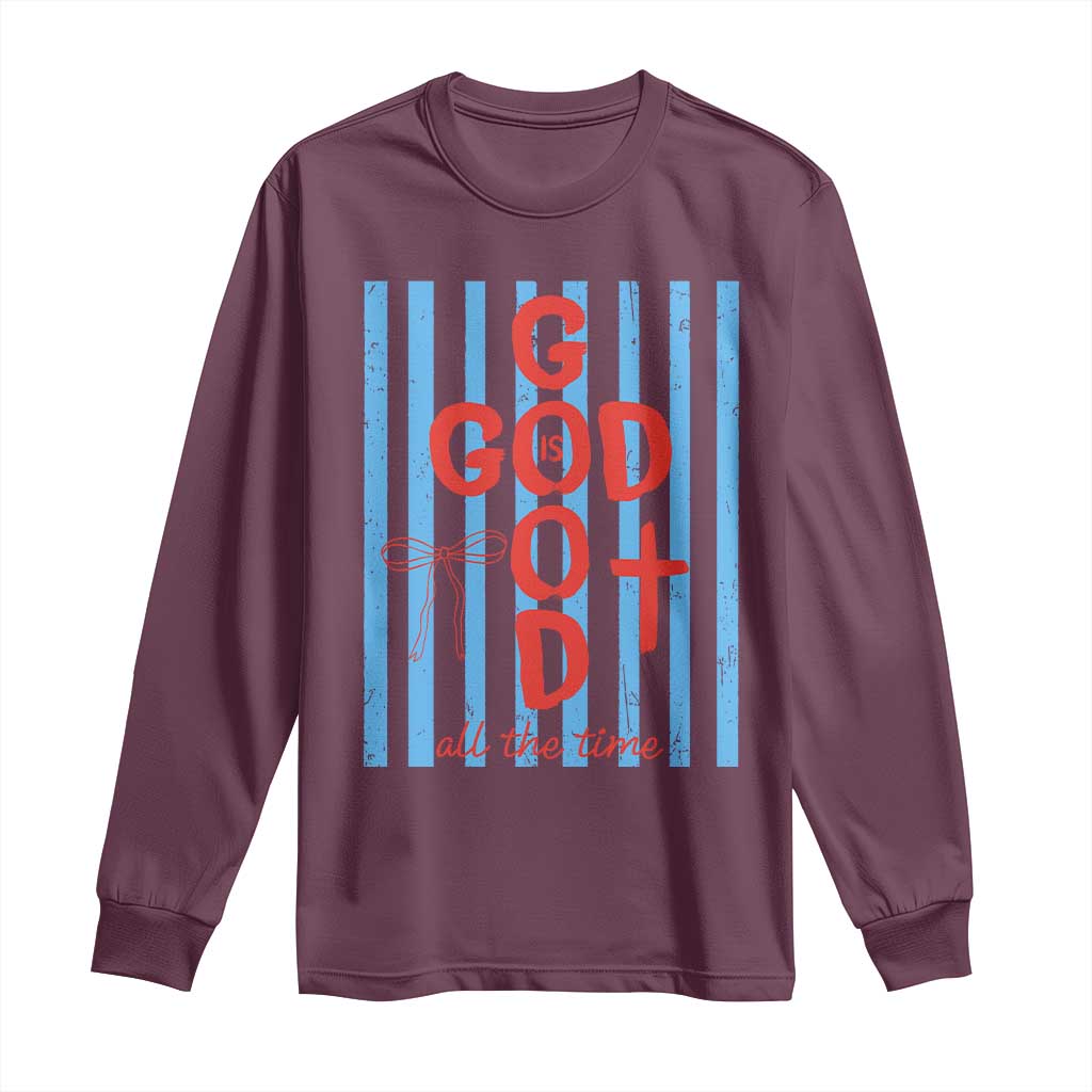 Christian Jesus Lovers Long Sleeve Shirt Striped Preppy God Is Good All The Time